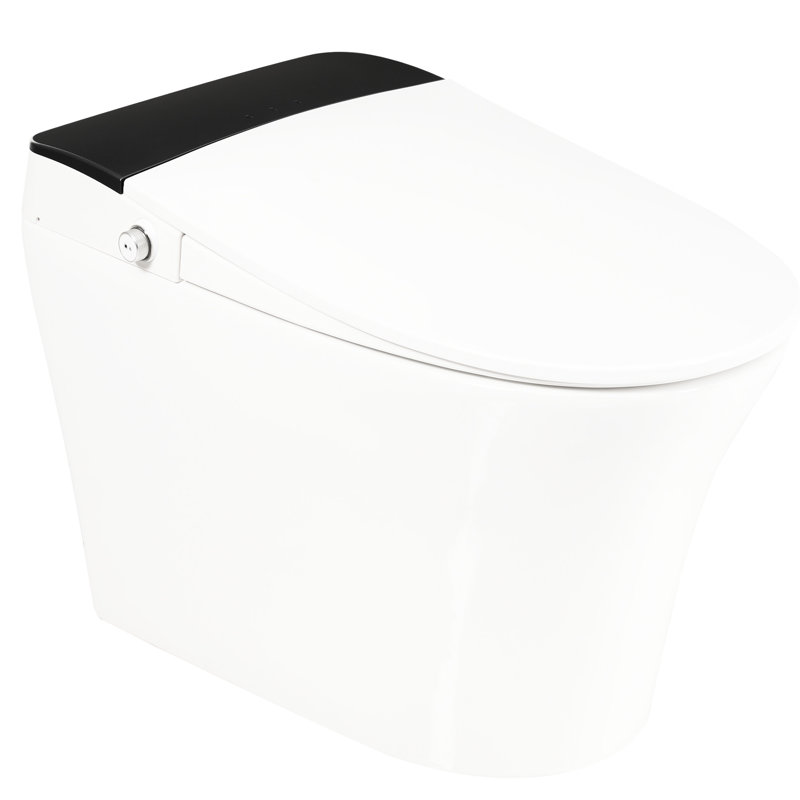 Smart Toilet With Heated Seat, One Automatic Flush Toilet, Without Bidet, Foot Sensor Flushing, Blue Night , Knob Controlled, Power Outage Enabled, Soft Close Cover, White Bathroom Fixture Flush,