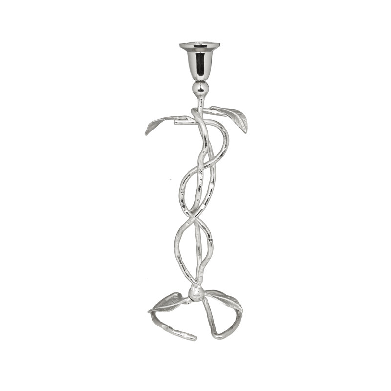 12.5'' H Metal Tabletop Candlestick, Silver