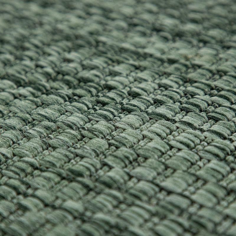 Tapis intérieur / extérieur bleu tissé à plat Iyana, Vert, Rectangle 2 pi 8 po x 4 pi 11 po