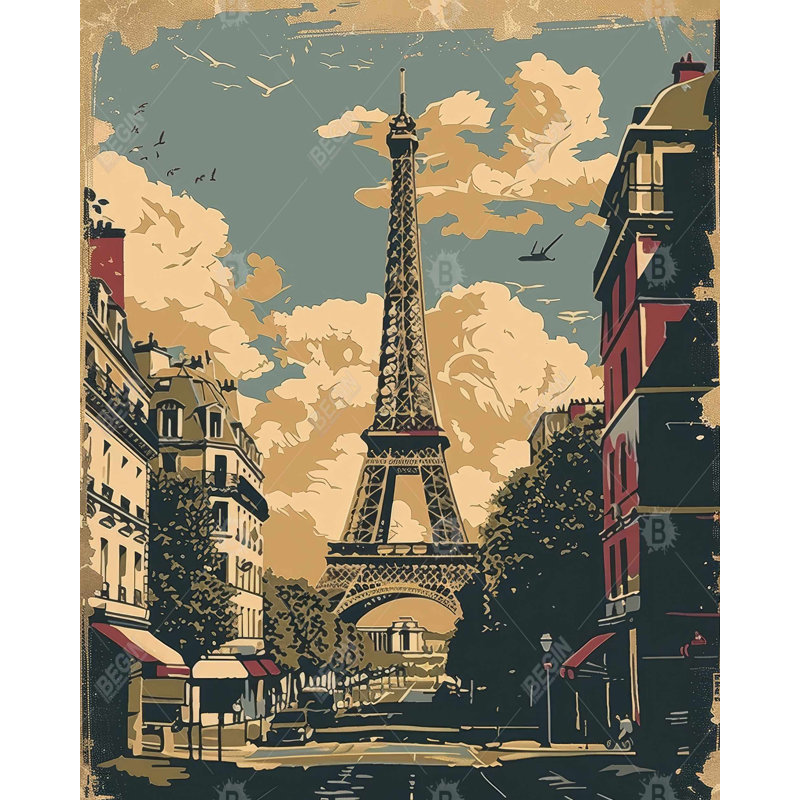 Toile encadrée Tour Eiffel | Élégante décoration intérieure, Brun