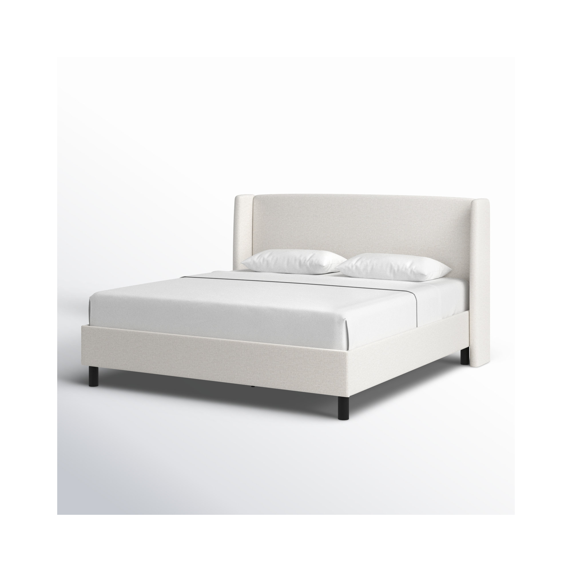 Tilly Upholstered Low Profile Platform Bed, Zuma White, King