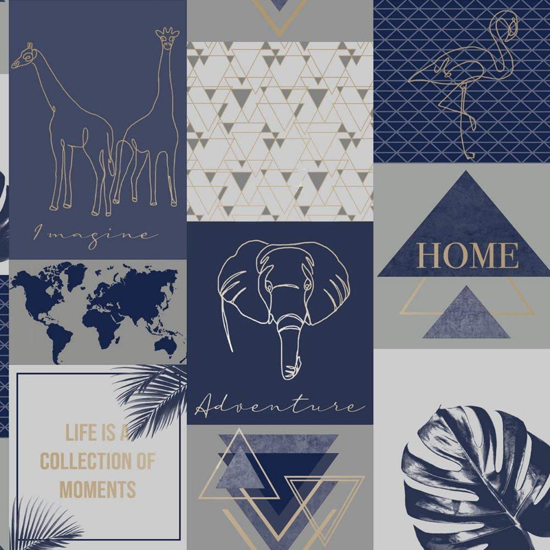 Mandurah 10.05m x 53cm Metallic Finish Wallpaper Roll, Navy