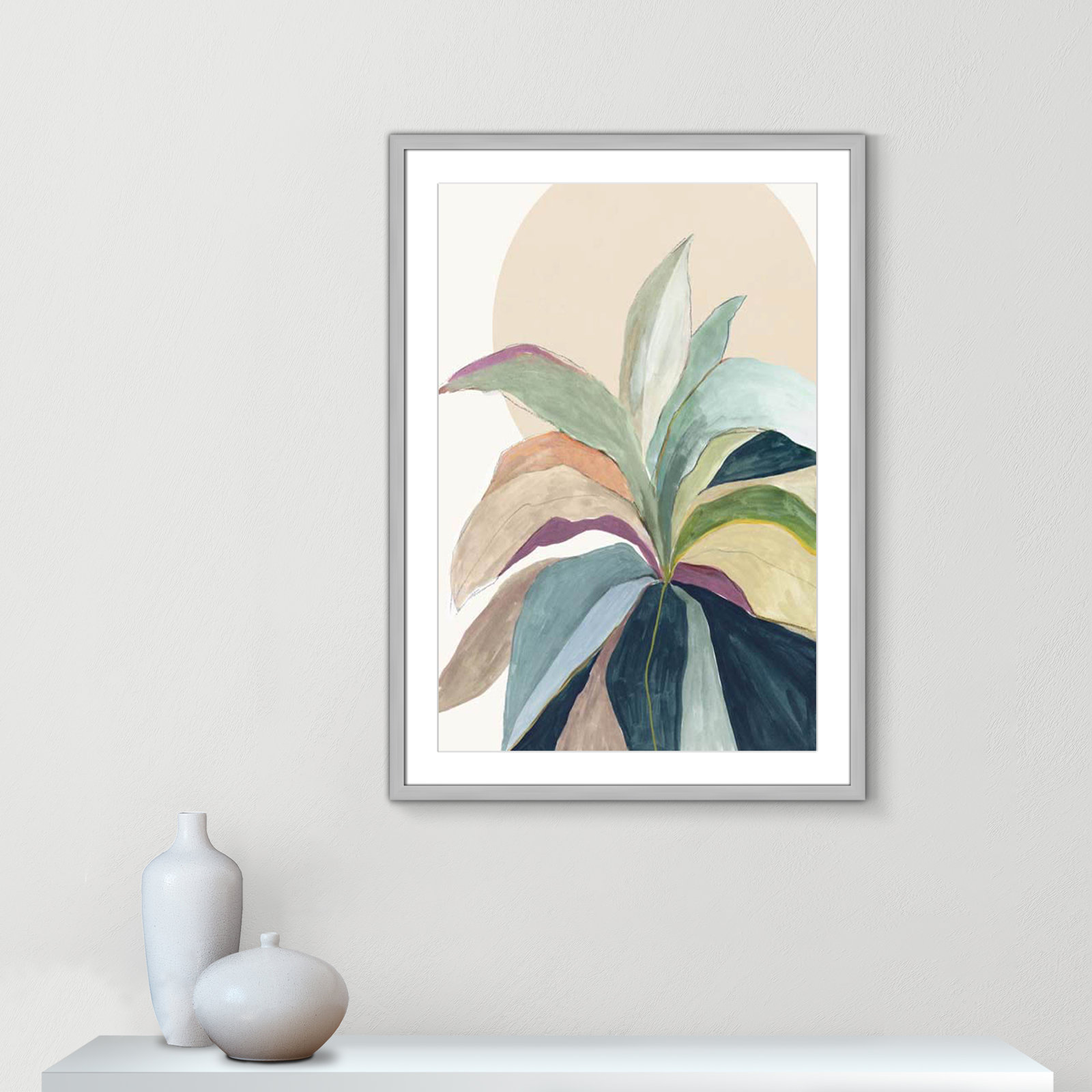 Byer "Sunny Bright Leaves II" Print by Asia Jensen, 35.5" H x 25.5" W x 1.25" D, Yes, Silver Single Picture Frame