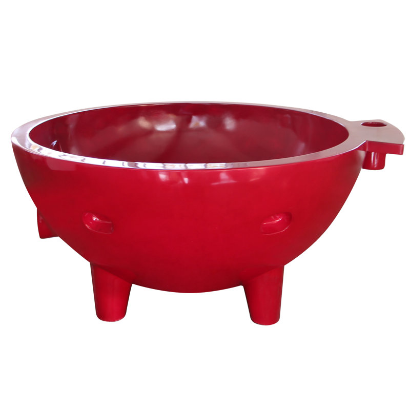 Alfi Brand 4 Person Acrylic Round Wood Fired Hot Tub, Red