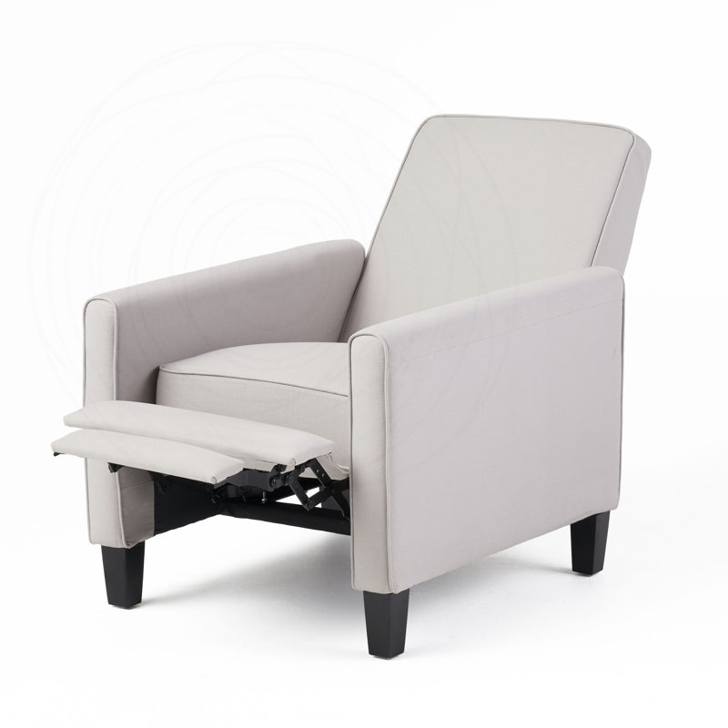 Fauteuil inclinable avec pieds en bois de hêtre, Polyester gris