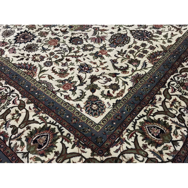 Tapis crème et crème noué à la main de haute qualité