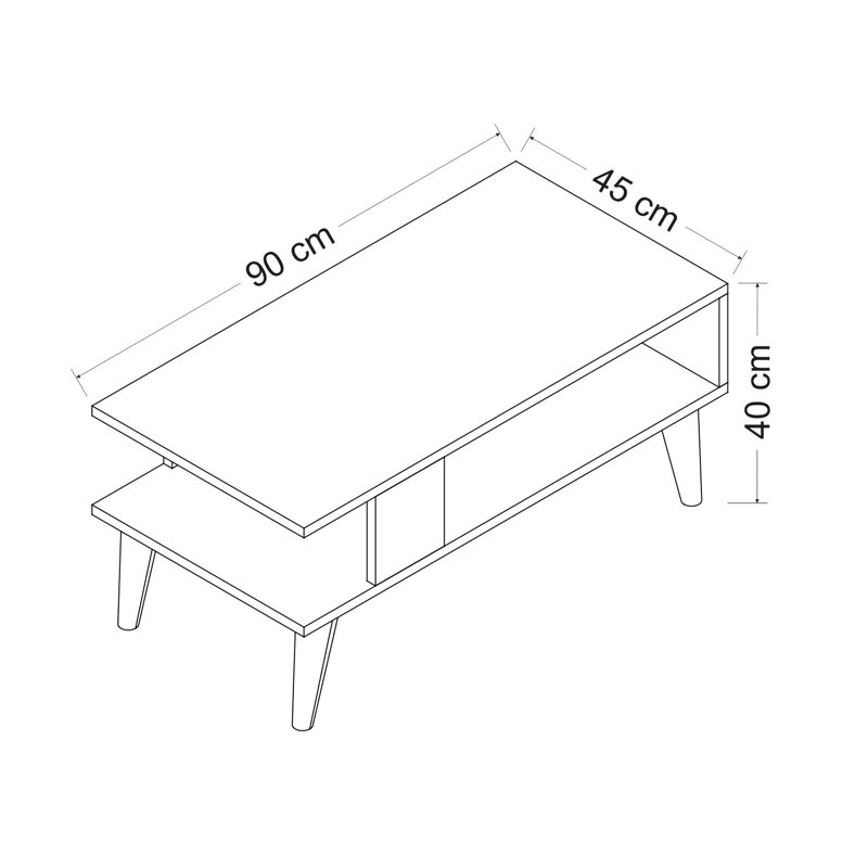 Table basse moderne, saphir et blanc, 35,4 x 15,7 x 17,7 pouces | 100% panneau de particules enduit de mélamine, épaisseur: 0,7 pouce | Conception élégante pour le salon, durable et facile à nettoyer, parfaite pour les maisons contemporaines