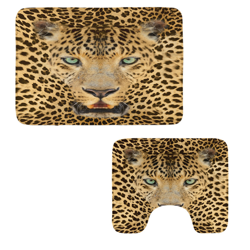  Ensemble de 2 tapis de salle de bain Leopard