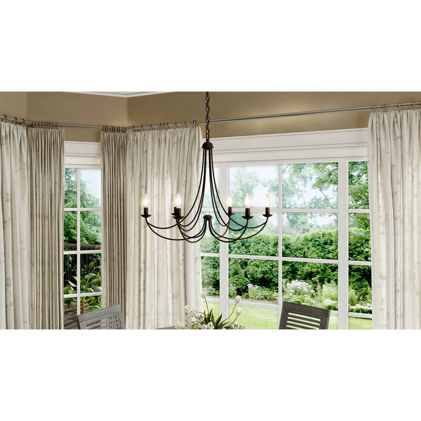 Metal Chandelier, 6 Light