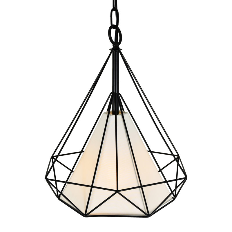 18'' 1-Light Down Pendant with Black Finish – For Dining Room, Kitchen, Hallway – E26 LED Compatible – Geometric Open Frame with Modern Architectural Style