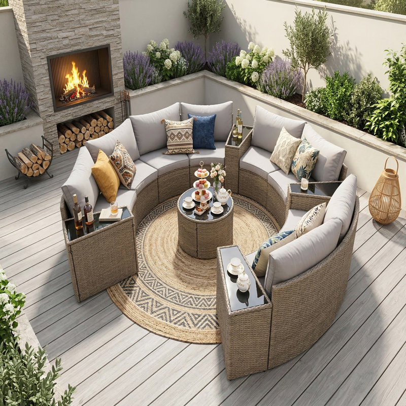 Canapé modulaire demi-lune pour l'extérieur