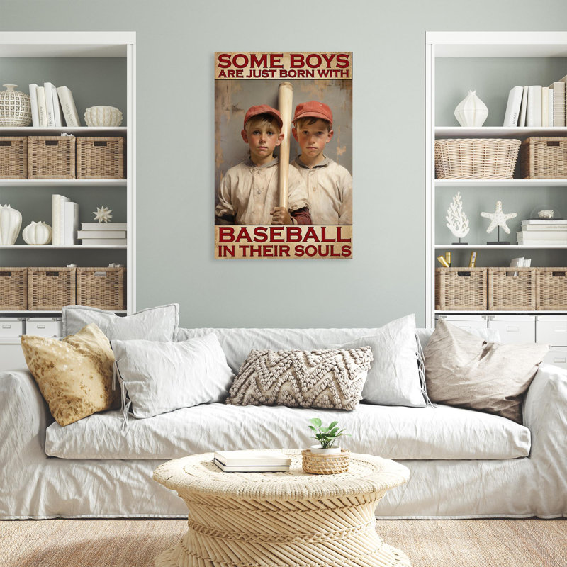 Just Born With Baseball - 1 pièce, impression sur toile tendue, H 36 po x l 24 po x P 1,25 po