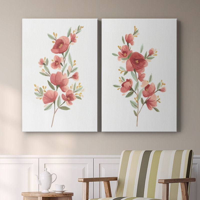 Wildflower Sprig III - Toile tendue avec châssis de qualité supérieure - Prêt à accrocher, H 18 po x l 24 po