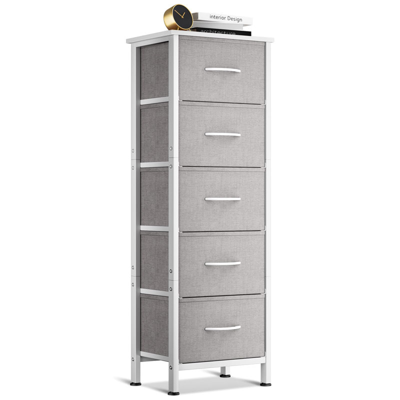 5 Drawer Storage Drawer, Grey/White