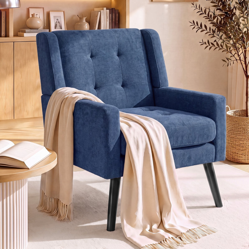 Fauteuil d'appoint Bolanle, Lin bleu marin