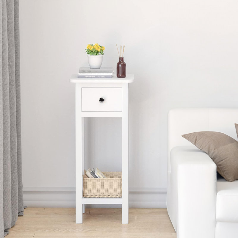 Drusilla 27cm W Manufactured Wood Bedside Table, White