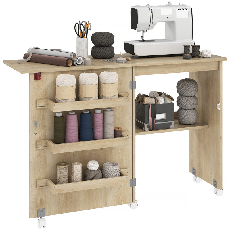 Table pliante pour machine à coudre mobile, Bois naturel