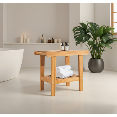 Banc de douche en teck massif 21 po