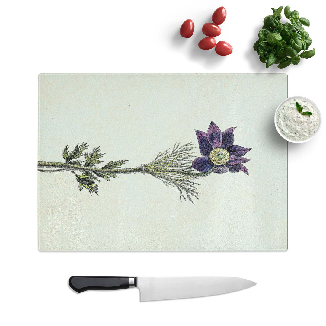 Glass Illustration of A Purple Pasqueflower Chopping Board