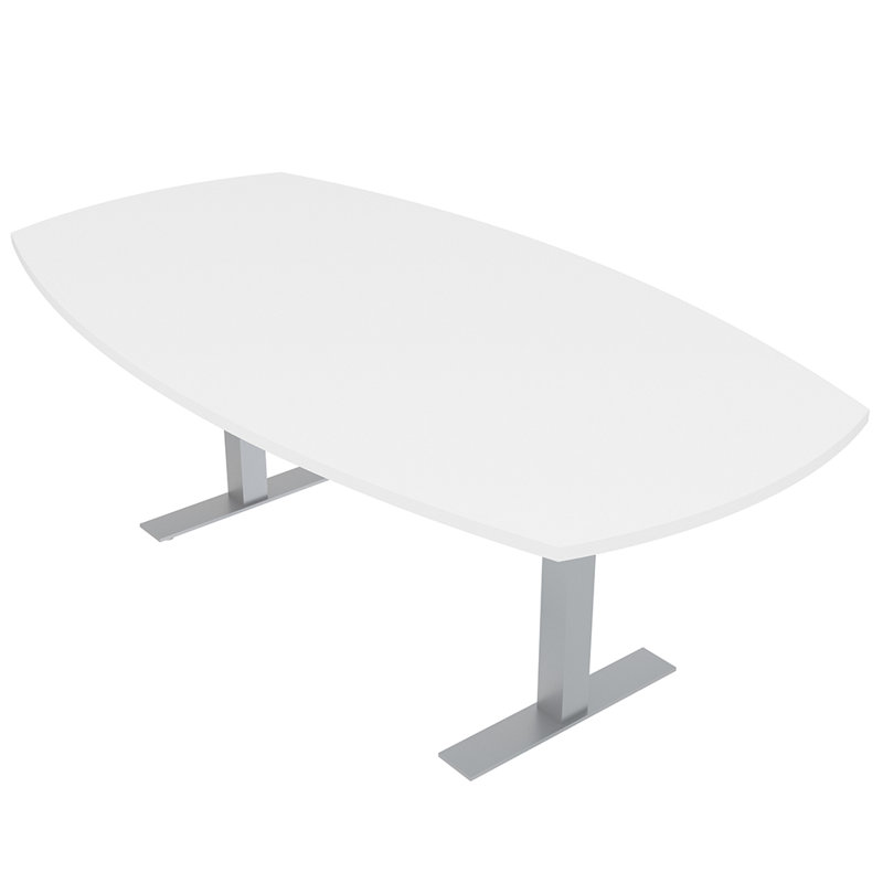 Table de conférence Pavert Arc Boat avec base en T en métal, Argent, Cyprès noir, L 84 po x l 48 po