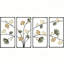 Ensemble de 4 pièces d'art mural en cuir et feuille de ginkgo, décor moderne peint à la main pour le vestibule et le salon