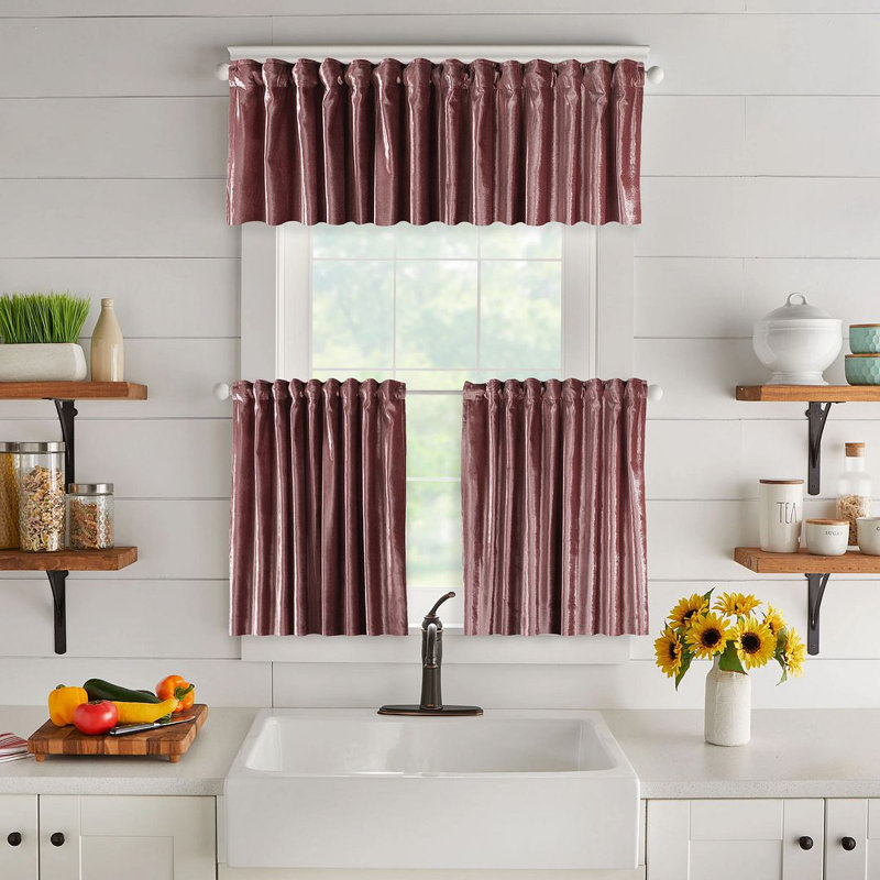 Solid Colour Kitchen Curtain, 26 Sangria, 60 H x 45 W cm
