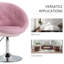 Fauteuil de coiffeuse rotatif moderne capitonné avec structure chromée réglable en hauteur