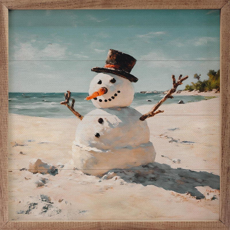 " Beach Snowman ", 8" H x 8" W