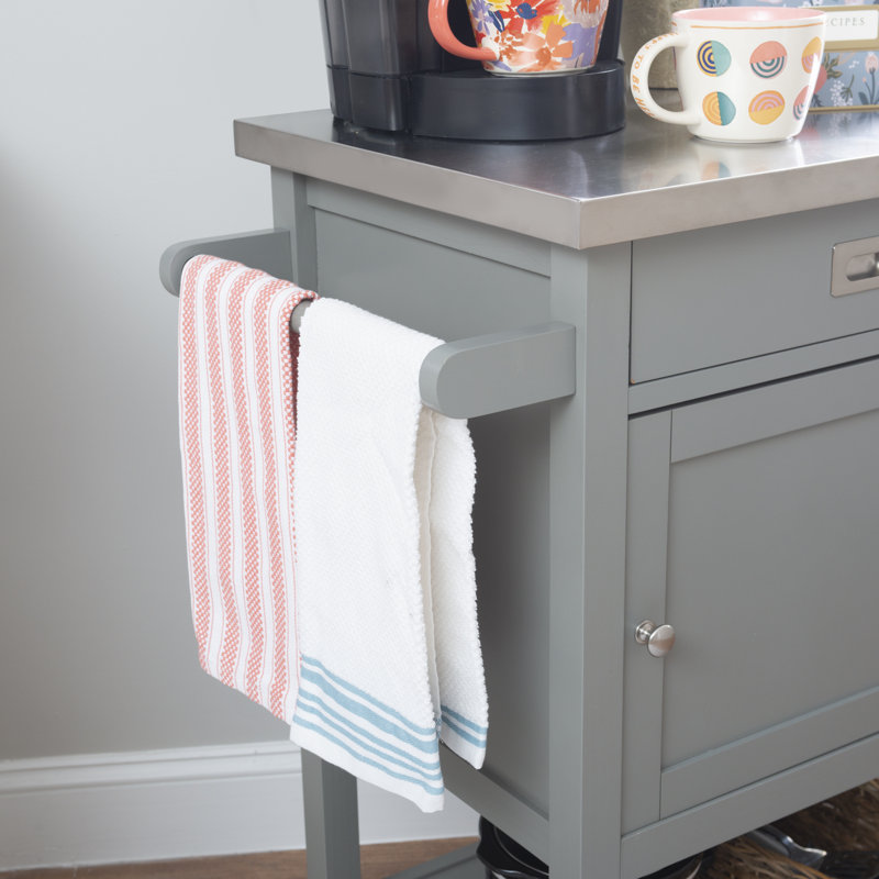 Annily 26'' Wide Rolling Kitchen Cart with Stainless Steel Top, Gray