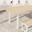 Table de salle à manger extensible de 63 po, table de cuisine rectangulaire peu encombrante avec cadre en fer, table en bois extensible pour 4 à 6 personnes, appartement, salle à manger, salle de conférence, tableau couleur bois + cadre en fer blanc