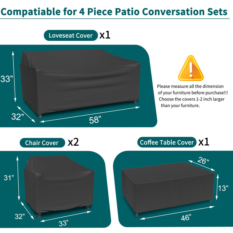 Outdoor Patio Conversation Set Cover, Black