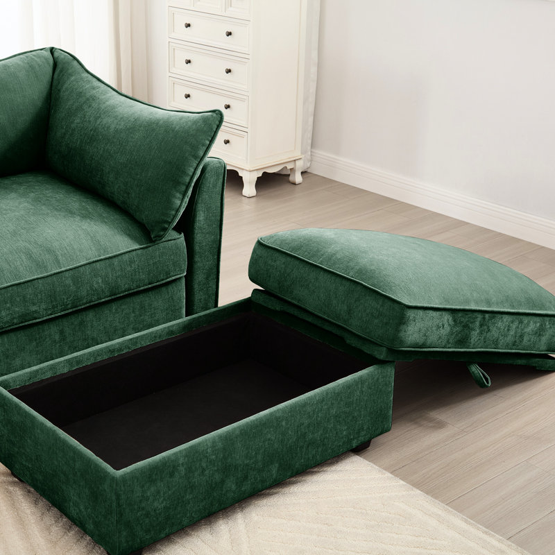 Chenille 2 places avec rangement sous le lit et conception enveloppante pour les petits salons contemporains en chenille, agencements de maisons modernes en forme de croissant