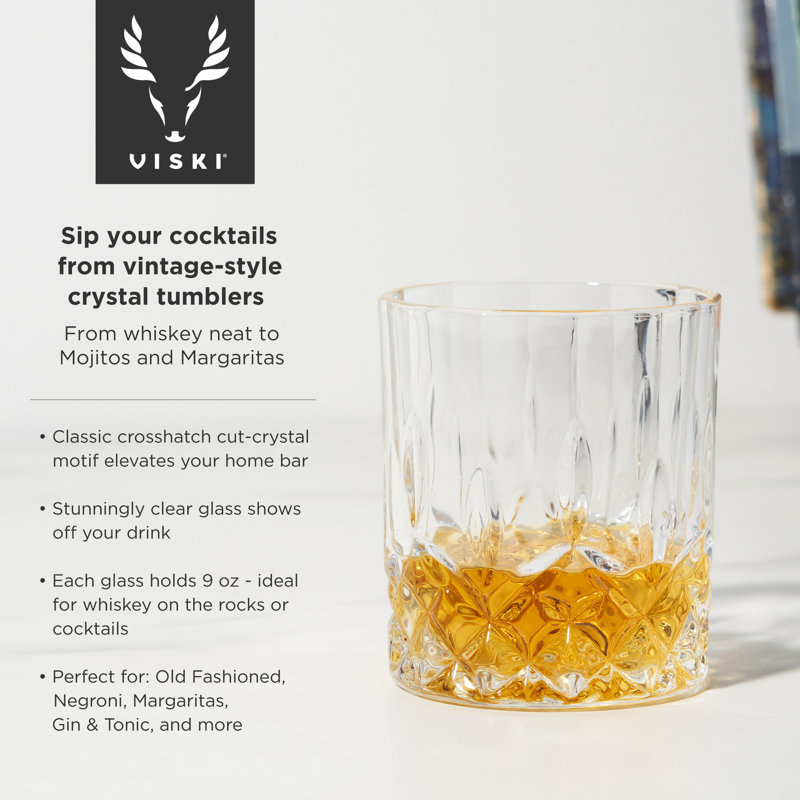 Viski Admiral Crystal Decanter and Tumbler Set