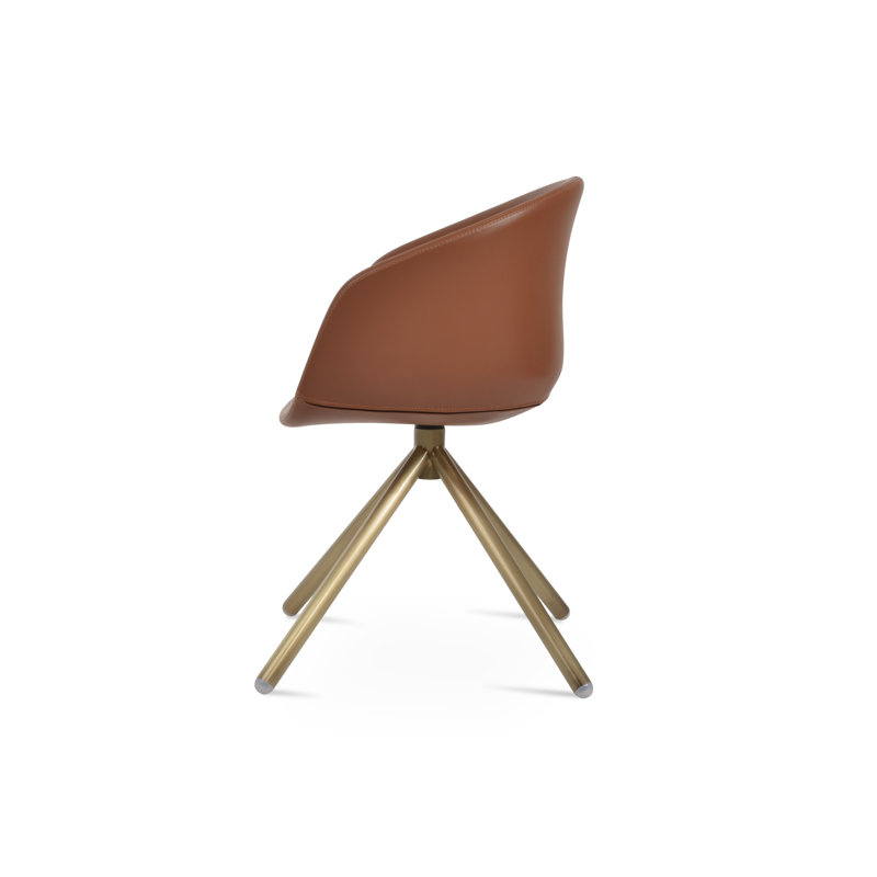 Tribeca Stick Swivel Arm Chair, Brass, Silver Wool