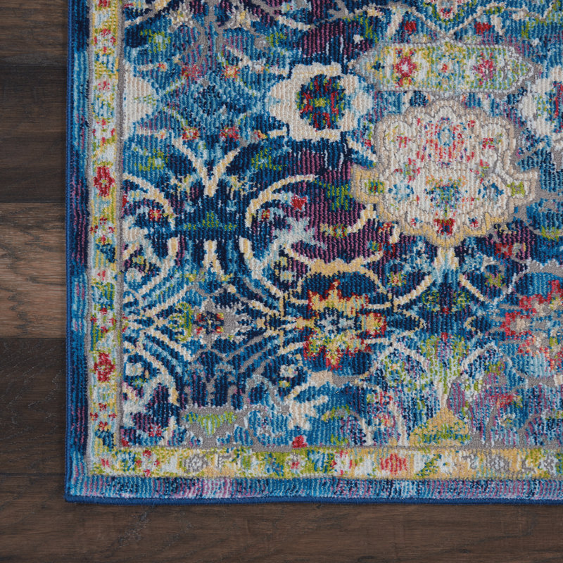 Tapis bleu d'inspiration persane Raymond, Rectangle 2 pi x 4 pi