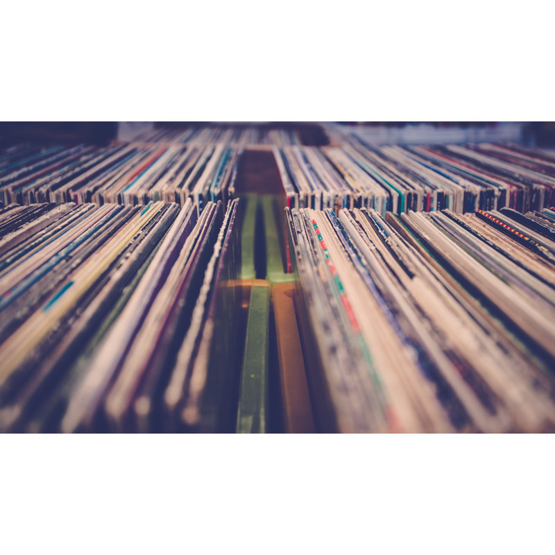 Disques de disques, disques vinyles, collection de vinyles, collection de disques en bacs, rétro