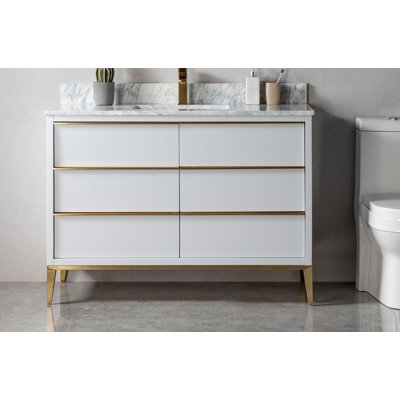 Bourquin 48'' Single Bathroom Vanity with Marble Top
