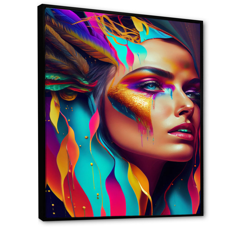 «Avant Garde Feather Sensual Portrait II», impression sur toile, H 32 po x l 16 po x P 1 po, Cadre flottant noir