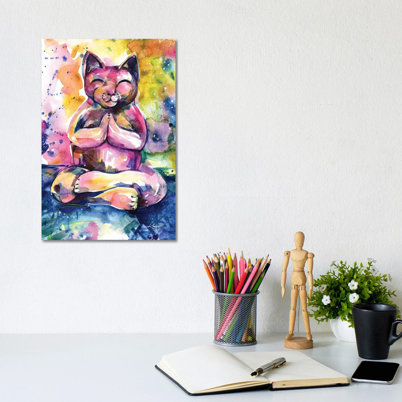 Buddha Cat XI 1 Piece Wrapped Canvas Painting, 20.32 cm H x 30.48 cm W