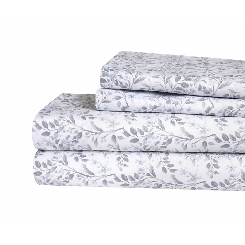 Ensemble de draps en microfibre 4 pièces Swift Home, Floral mauve, Ensemble de draps pour lit simple avec 1 taie d'or