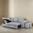 Upholstered 95.32 " Linen L-Shaped Sofa Bed with Ottoman-1931655087
