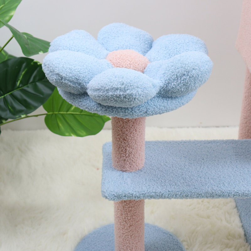 71 inch flower cat tree, Blue