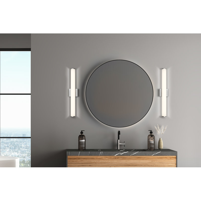Éclairage pour meuble-lavabo rond 27W Stepridge, Nickel brossé, H 2,5 po x l 24 po x P 2,5 po