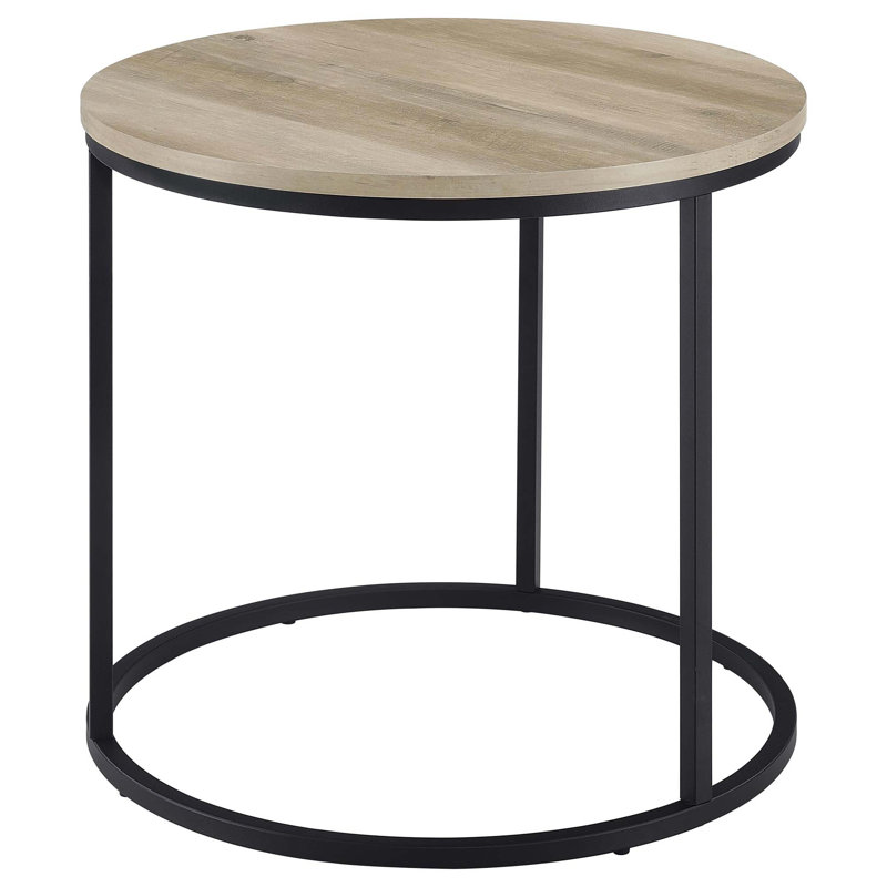 Transitional Round End Table with Rustic Charm