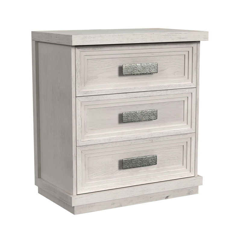 Table de chevet 3 tiroirs avec USB Wealdstone en blanc antique