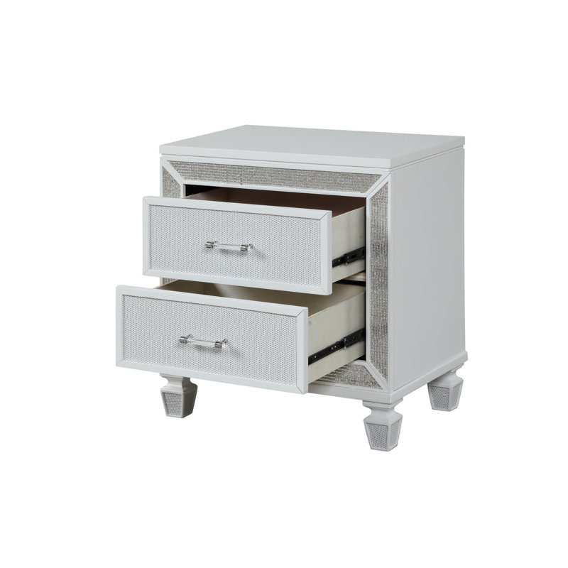 Table de chevet moderne 2 en blanc avec plateau en feutre pour la chambre à coucher