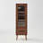 47"H Solid Oak Mid-Century Modern Accent Cabinets with 2 Drawers, Fluted Glass Door-1631944540-1631944530