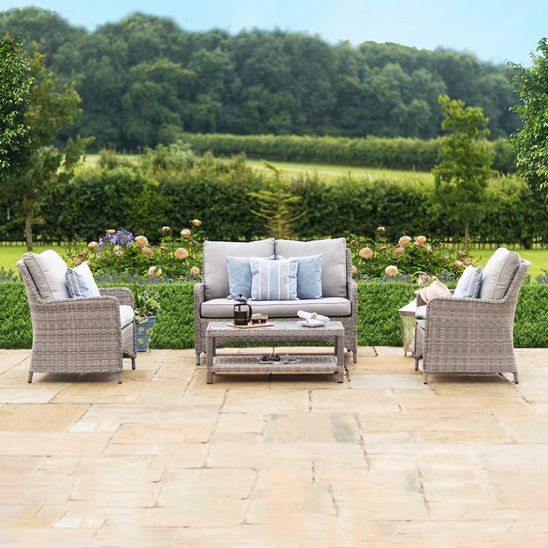 Dulce Heritage Square Rattan Sofa Set, Light Grey