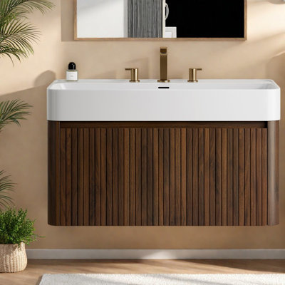 Meuble-lavabo moderne (avec meuble-lavabo et lavabo) avec rangement 24 po