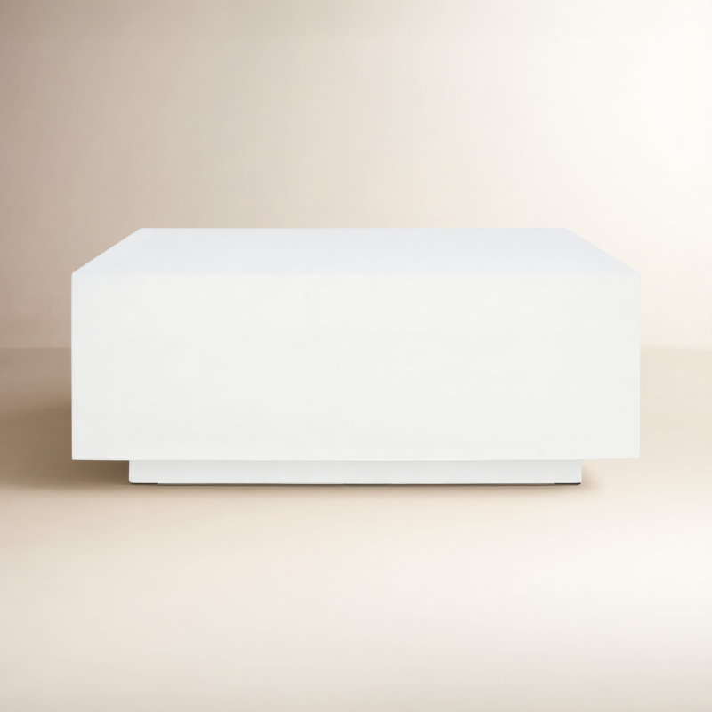 Kareen Square Coffee Table, White, 13.9" H x 36" W x 36" D